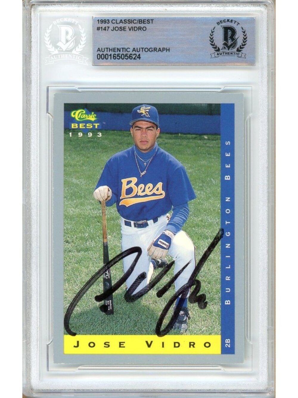Jose Vidro Signed 1993 Classic Best #136 Montreal Expos Beckett BAS Slab Auto